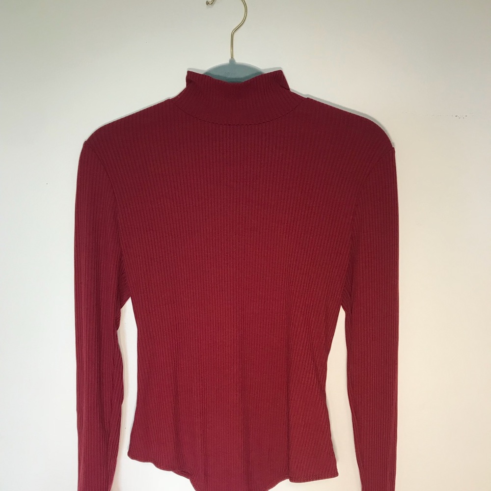 Elodie Red Long Sleeve Turtleneck Bodysuit